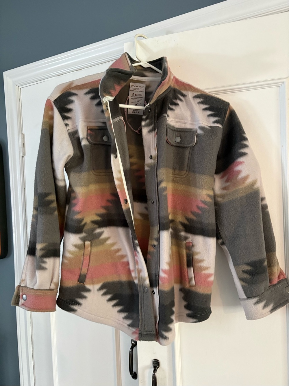 Cozy Kids Aztec Fleece Jacket - Multi Pink & Gray